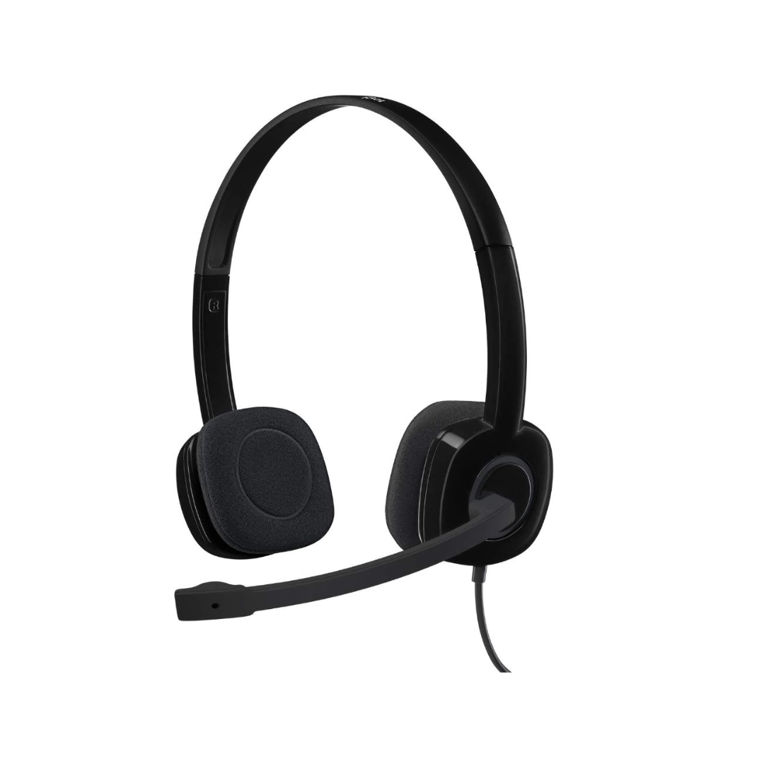 Auriculares con cable Logitech H151, audífonos estéreo con micrófono giratorio con cancelación de ruido